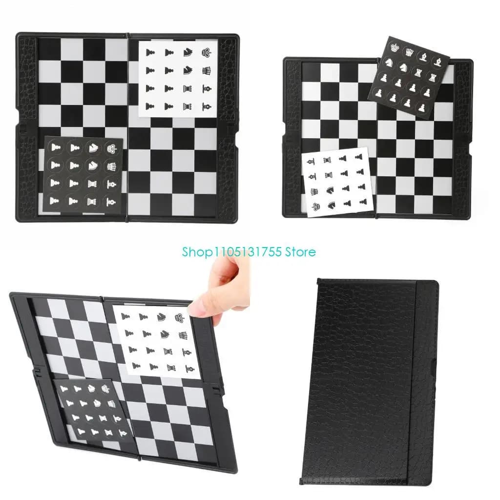 K0EF Pocket Folding International Chess Set Board Checkers Plane
