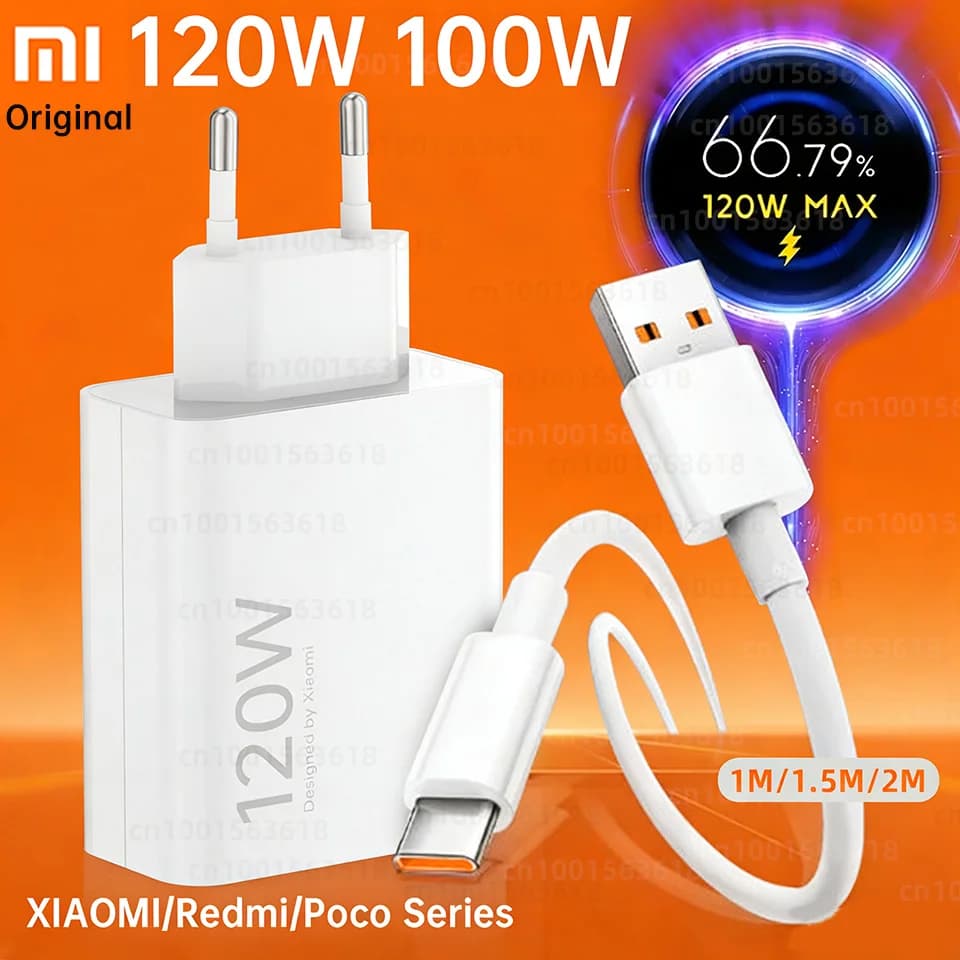 Caricabatterie Originale XIAOMI 120W Hyper Turbo con Cavo di Ricarica per Mi 17 Pro Max 14T 15T 15 12T Redmi K90 K70 Note 13 Poco F8 F7 Ultra X7