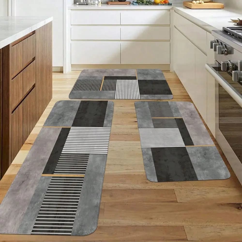 Simple Style Stripe Design Kitchen Entrance Mat, NonSlip, WearResistant, Easy To Clean And Soft Rug Carpet Pad Suitable For Liv