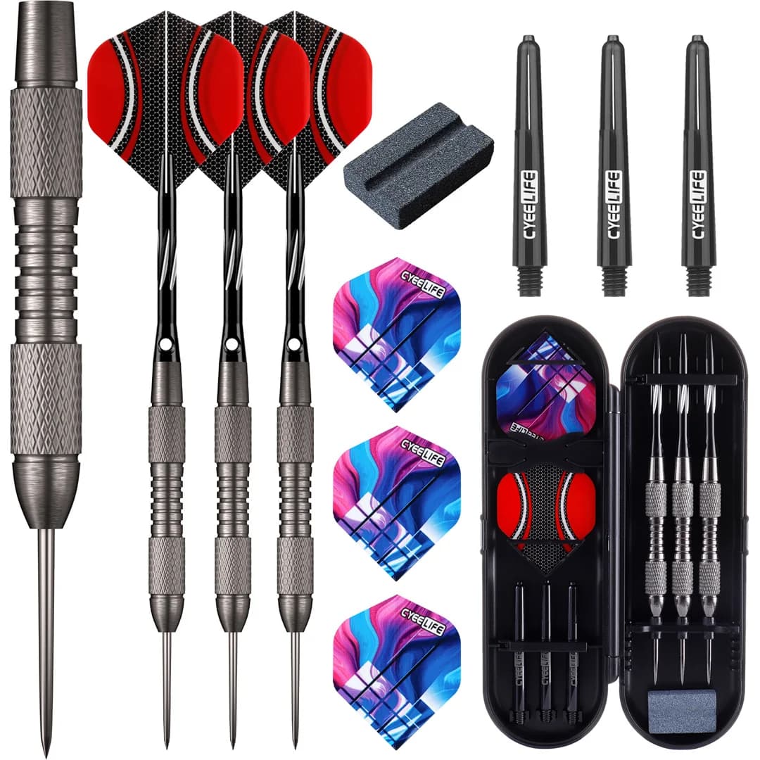 CyeeLife Set di Freccette Professionali da 20g, 3 Pezzi, con Punta in Acciaio, Alette Anti-Caduta, Freccette Dure per Tavolo da Freccette