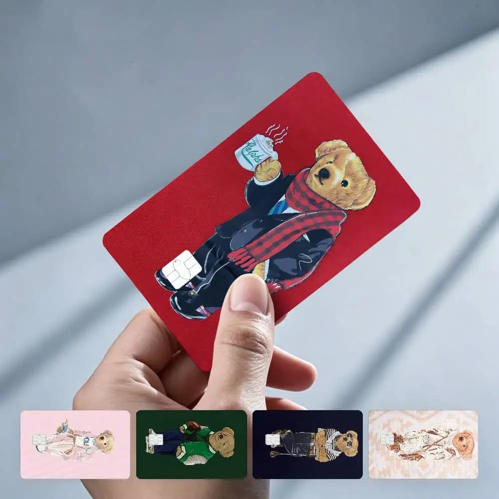 P-Polo B-Bear Fashion Brand 4Pezzi! Adesivo per Carta Bancaria (Carta di Debito) Resistente allo Sbiadimento, all'Usura e ai Graffi