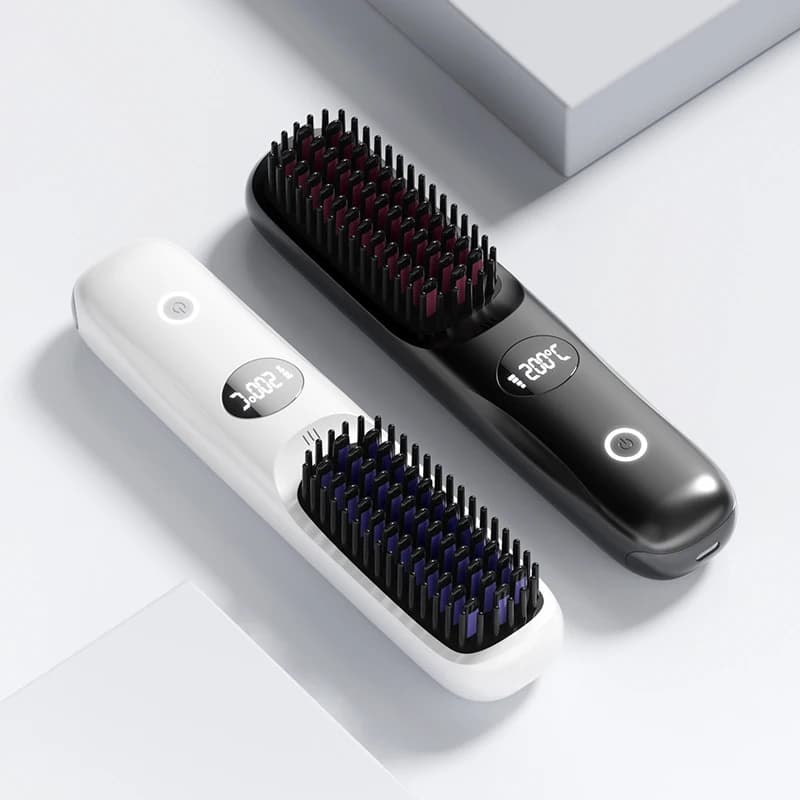 Spazzola Lisciante Ricaricabile Senza Fili con Riscaldamento in Ceramica, 3 Livelli di Temperatura, Pettine Caldo Portatile per Viaggi, Dormitori e Styling Capelli Donna