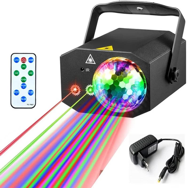 Luci da festa Dj Disco Ball Light Proiettore laser Luce stroboscopica Illuminazione scenica Compleanno Natale Matrimonio Club Decorazione interna