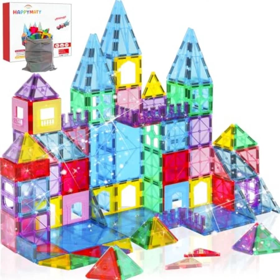 Upgraded Antibacterial Magnetic Tiles, Magnet Tiles for Aged 3+, Inhibits Bacterial Growth for Healthier and Safer Play, STEM E