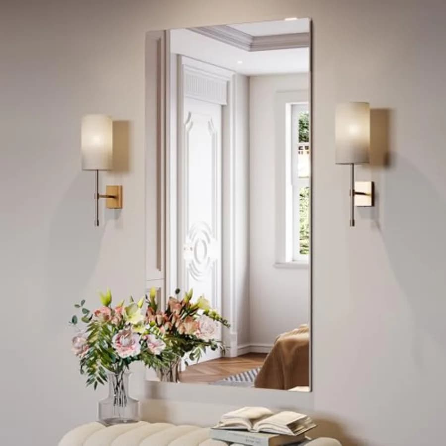 Specchio Senza Cornice 24" x 48" per Bagno, Specchio Alto da Palestra, Specchio da Toeletta in Vetro Temperato per Sopra il Lavabo
