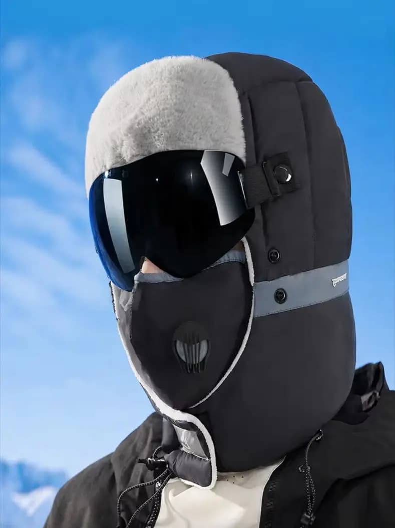 Winter Ski Hat Goggles Men Women Outdoor Sports Cycling Windproof Cold-Resistant Cotton Hat Thickened Warm Hat