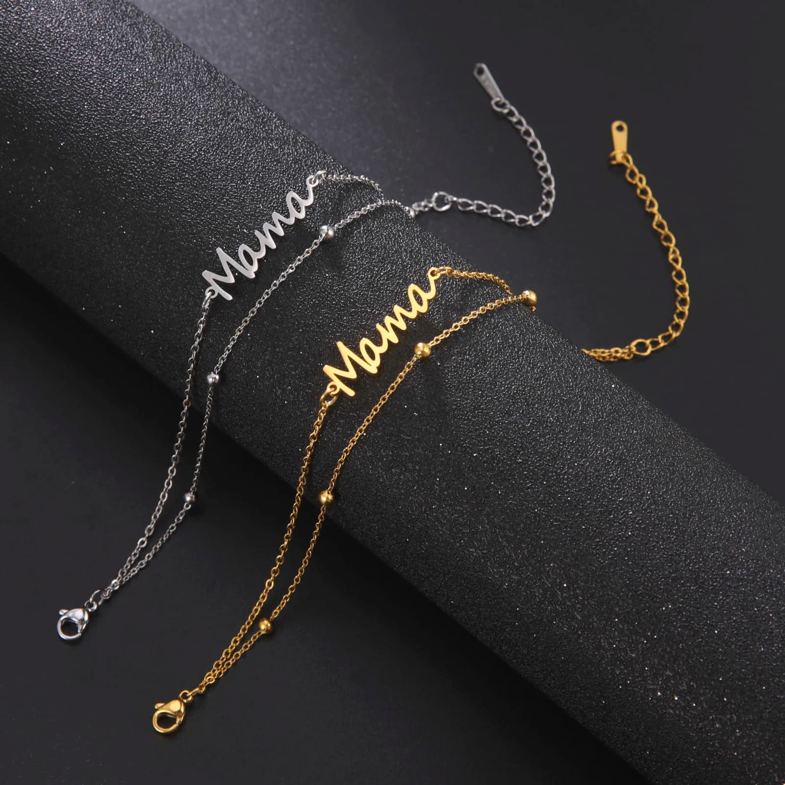 Fashion Letters Mama Charm Bracelet for Women Mom Stainless Steel Double Layer Beads Chains Mother's Day Jewelry Gifts