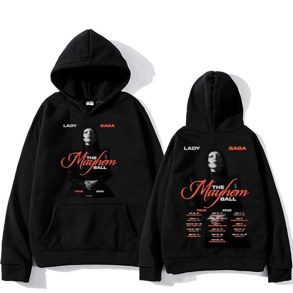 Lady Gaga The Mayhem Ball Tour 2025 Felpe con cappuccio Moda Grunge Donna Uomo Pullover Nuove felpe estetiche Loose-fit Streetwear Y2k