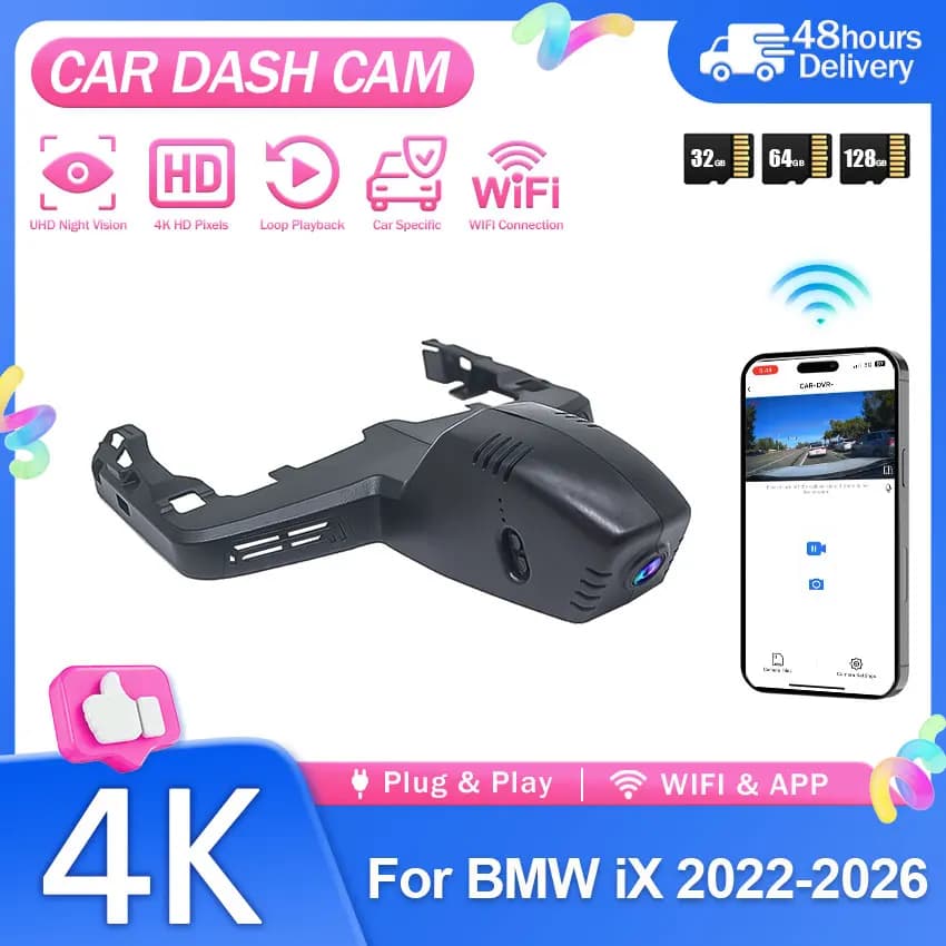 For BMW IX M60 2022 2023 2024 2025 2026 4K Plug and play Car DVR Video Recorder Dash Cam Camera App Control