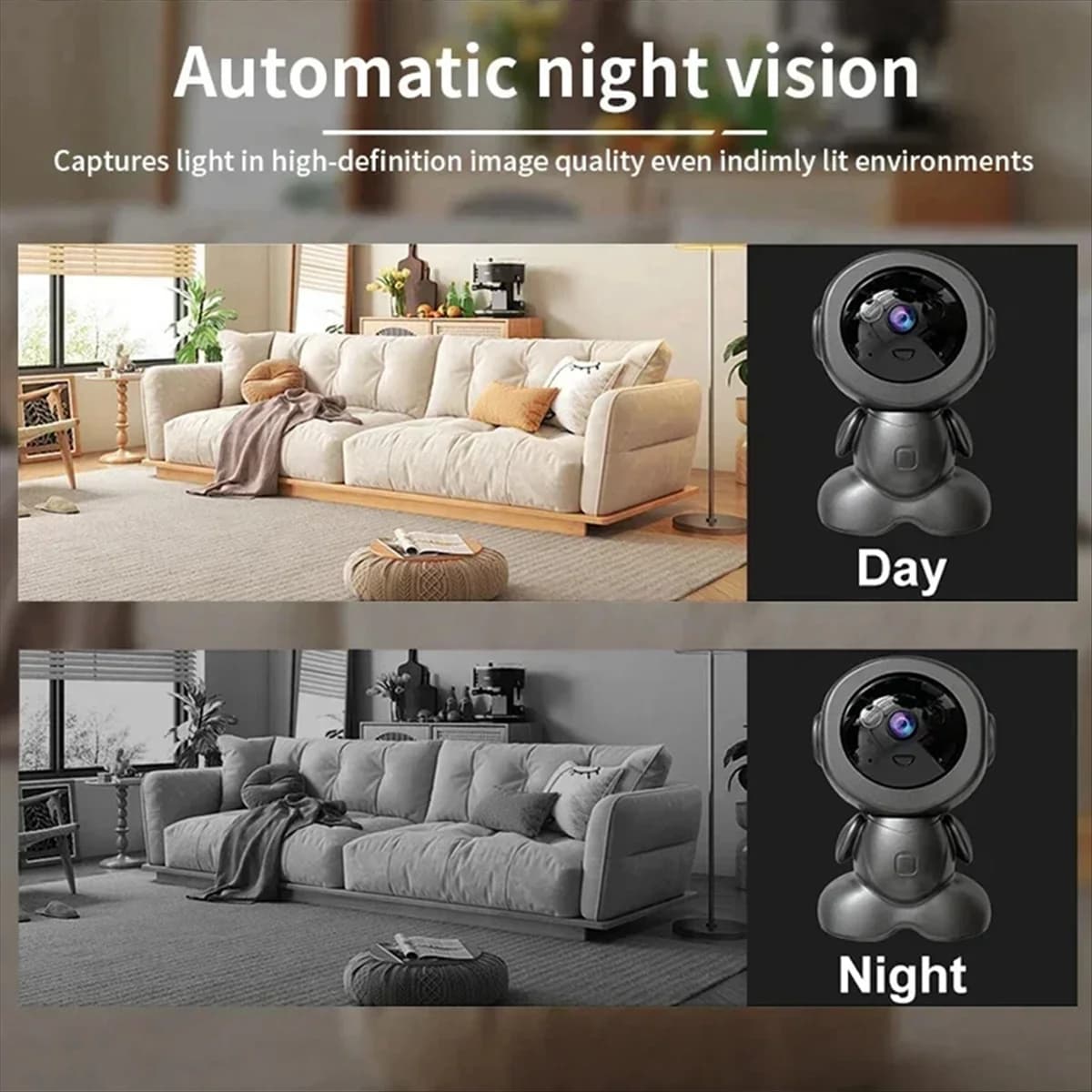 RISE 2MP Telecamera Wifi Wireless Monitoraggio Automatico AI Rilevamento Umano Baby Monitor HD Wireless Robot Sorveglianza Cmaeras SmartHome (USA)