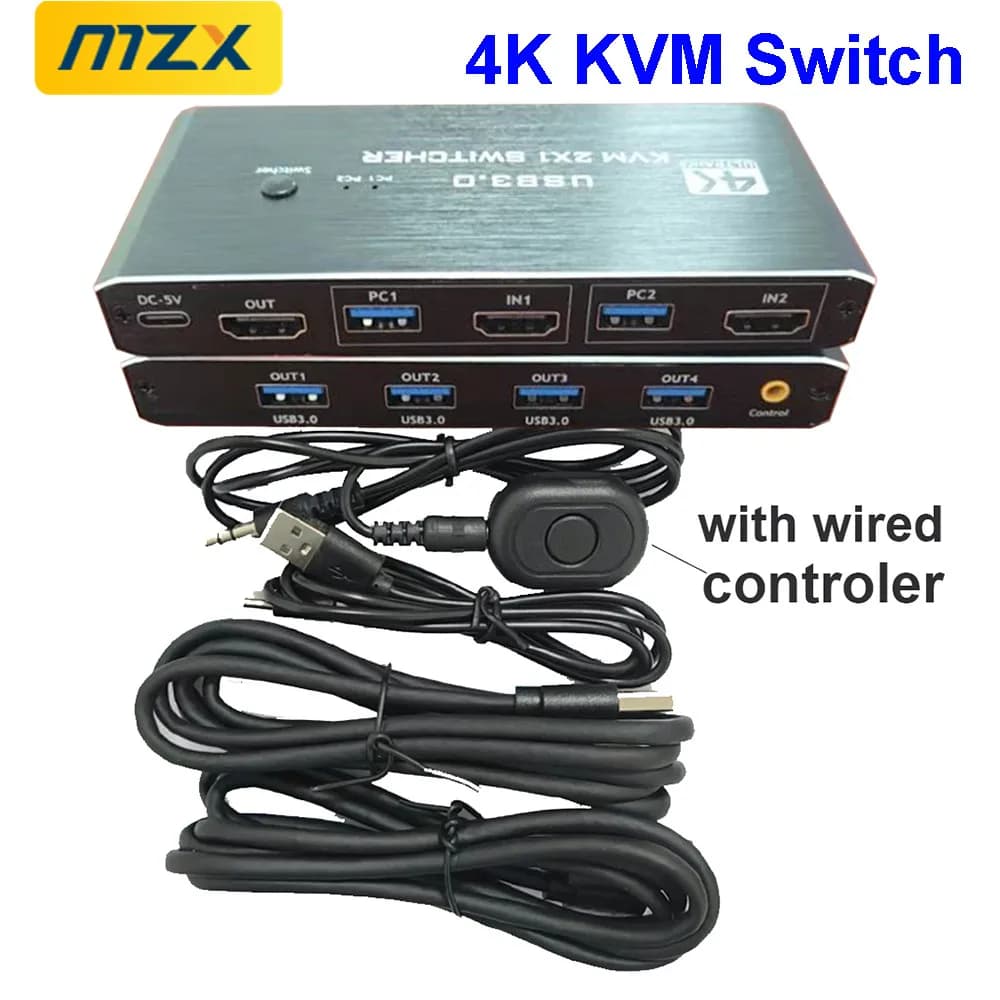 Switch KVM 4K 60Hz, Hub USB 3.0, Docking Station, Splitter per 2 Computer, Condivisione di Tastiera, Mouse, Stampante, Accessori PC