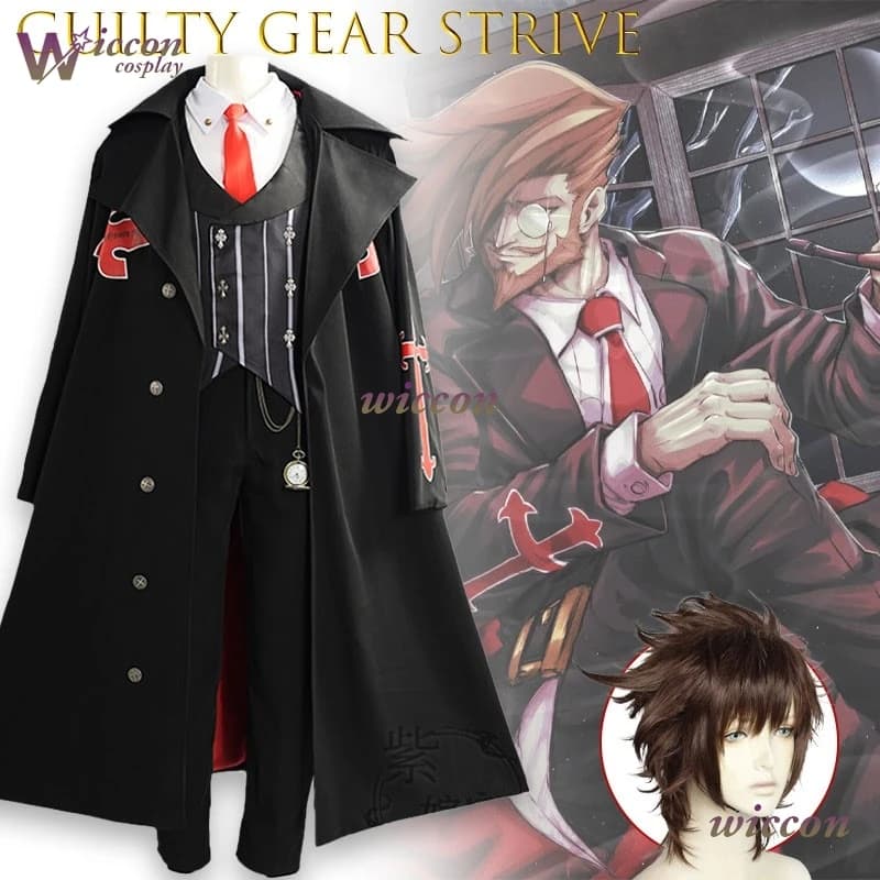 Guilty Gear Strive: Dual Rulers - Costume Cosplay Slayer, Abito da Vampiro, Cappotto Lungo, Gioco Anime per Uomo, Uniforme Cosplay, Taglie Forti