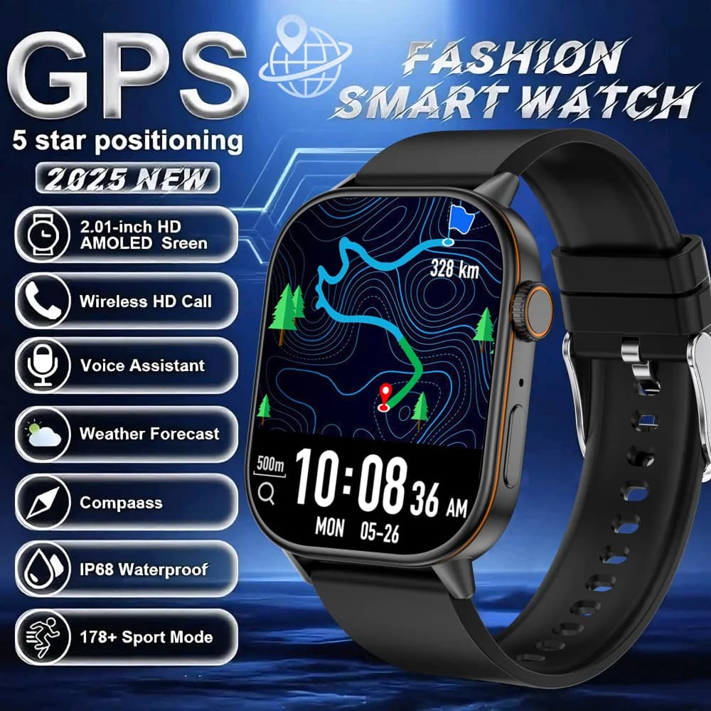 2025 GPS militare Smart Watch uomo torcia bussola impermeabile sport all'aria aperta tracker chiamata Bluetooth Smartwatch per Android IOS