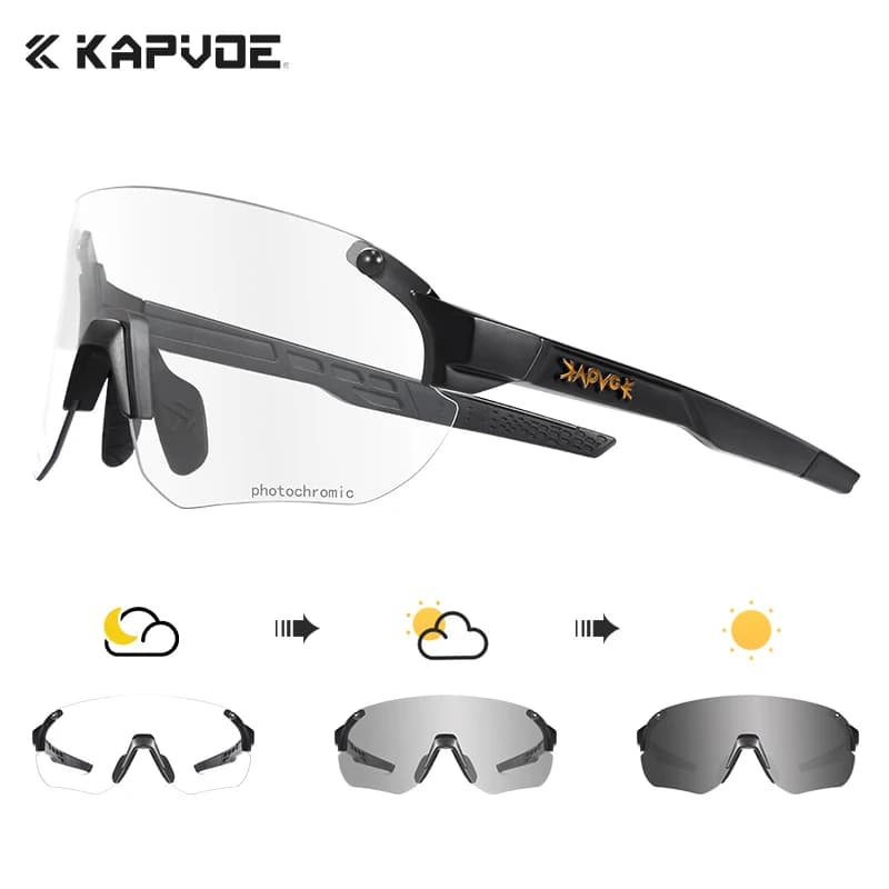 KAPVOE Fotocromatiche Giorno e notte UV400 Bici da strada Occhiali da sole da ciclismo Campeggio Golf MTB Bici Sport all'aria aperta Corsa Attrezzatura da golf