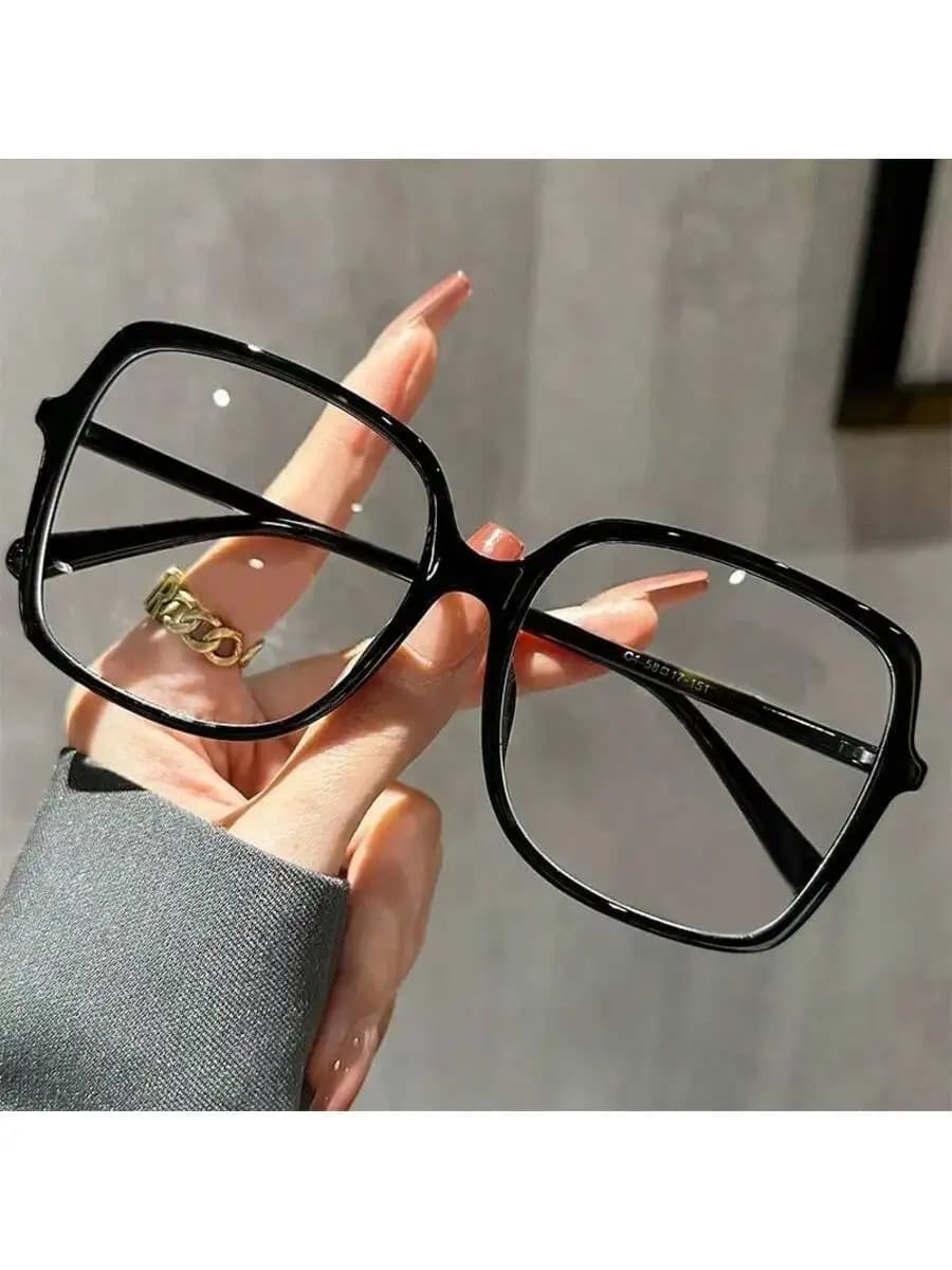 1 Pair Unisex Fashion Oversized Square Frame Versatile Casual Flat Glasses, Suitable For Reading, Outfit Accessory, Holiday Gift