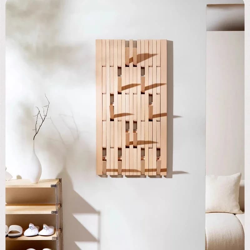 Appendiabiti da parete moderno multistrato in legno per soggiorno e armadio, con ganci e design creativo