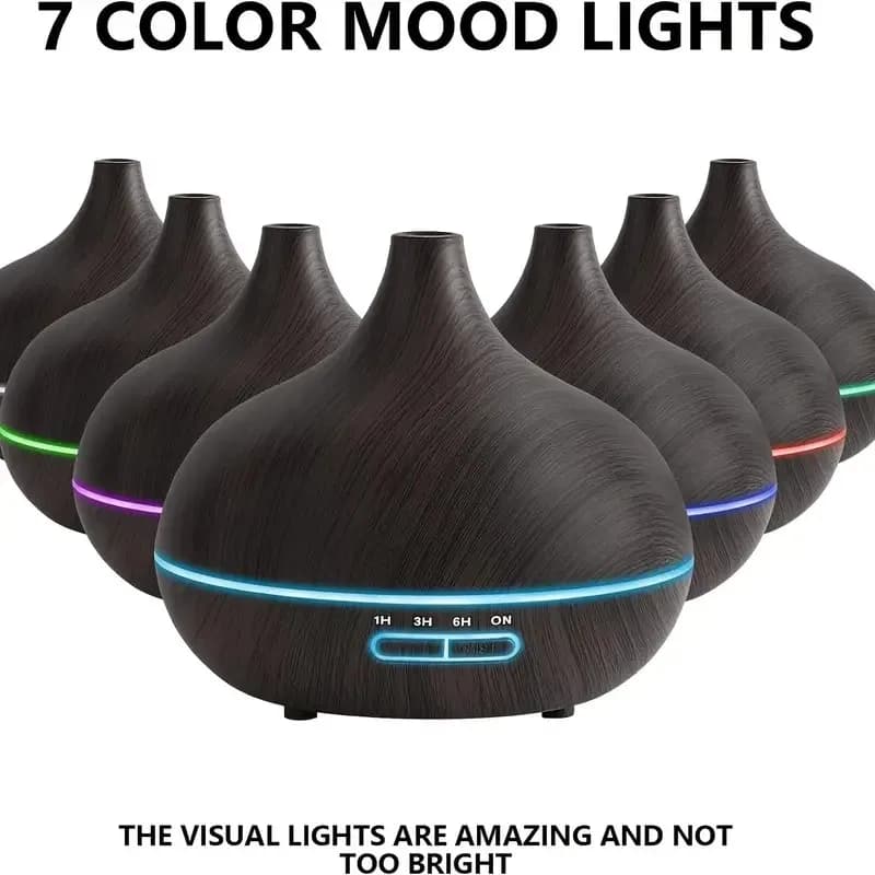 Diffusore per la casa Diffusore di oli essenziali da 550 ml con umidificatore ad ultrasuoni con telecomando Luce LED a 7 colori 6 oli