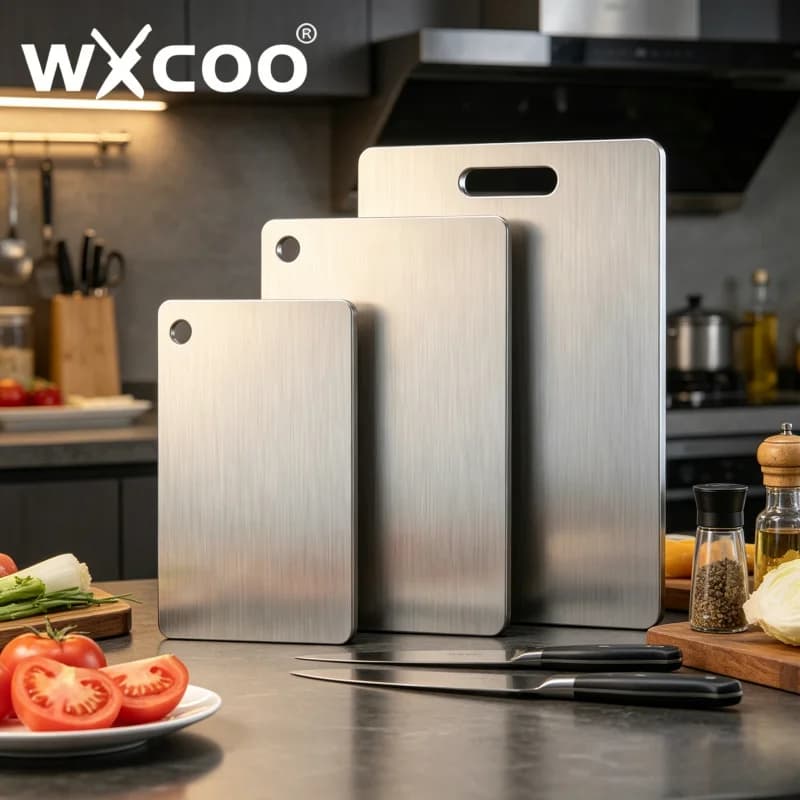 WXCOO Double Sided Stainless Steel Cutting Board Thickened Dough Kneading Block Household Kitchen Fruit Chopping Board