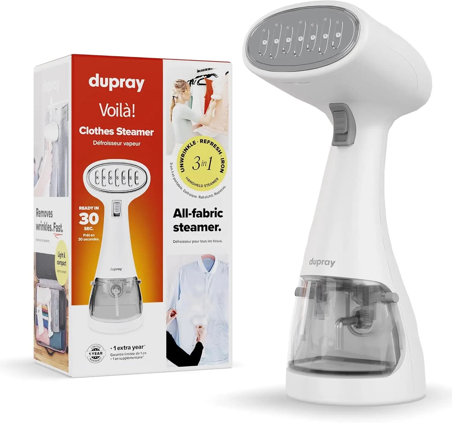 Vaporizzatore Portatile 3-in-1 per Vestiti con Piastra Riscaldata in Acciaio Inossidabile, Riscaldamento Rapido in 30 Secondi per Viaggi e Uso Domestico