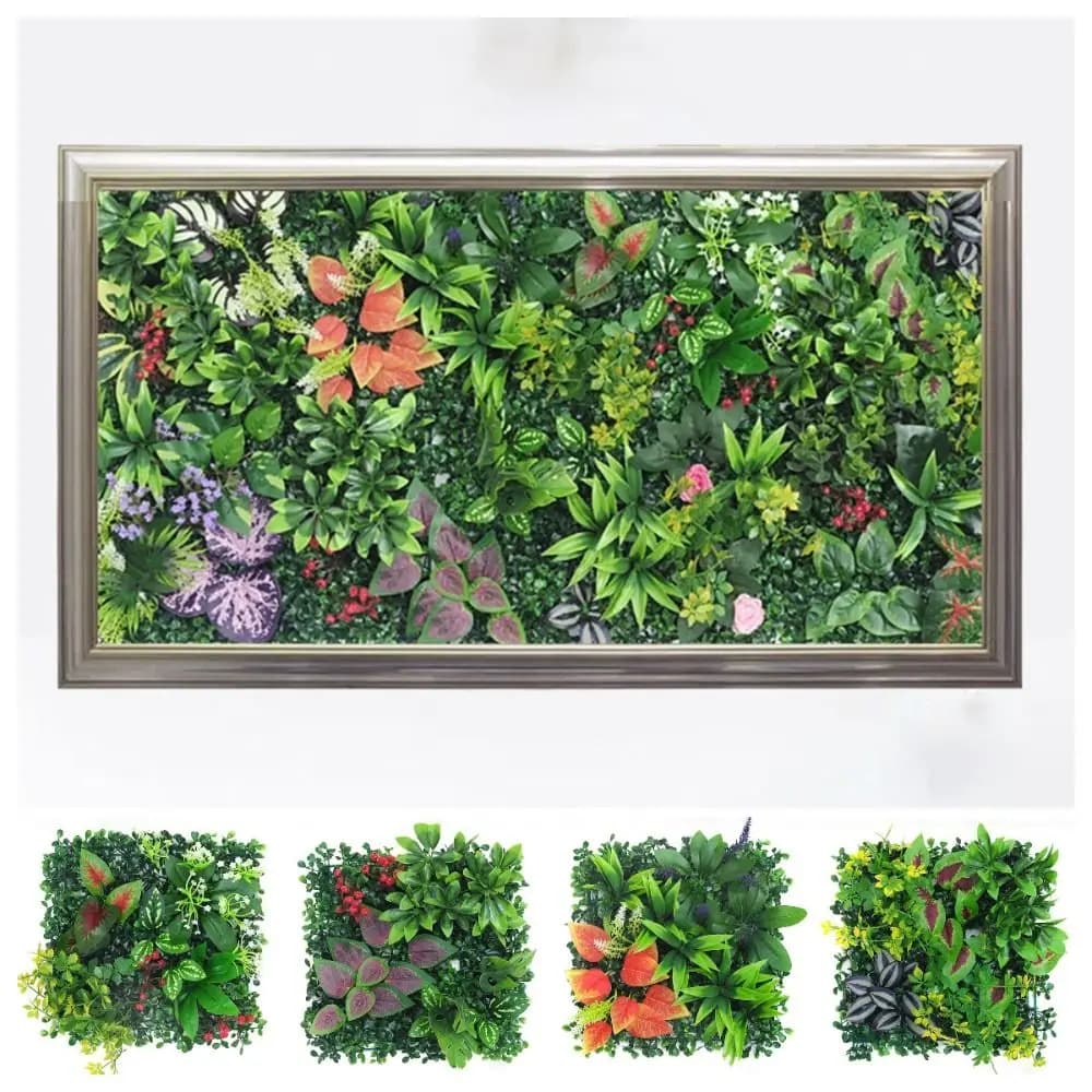 DIY Artificial Plant Wall Panel Durable 25*25cm Artificial Eucalyptus Carpet Green Lifelike Artificial Fern Grass