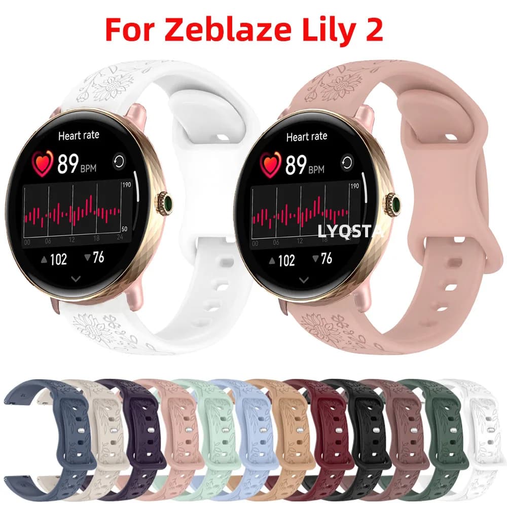 Hot 18mm Fiore Inciso Cinturino da Donna Cinturino in Silicone per Zeblaze Lily 2 Cinturino per Zeblaze Lily2 Gestione Sport Smart Watch