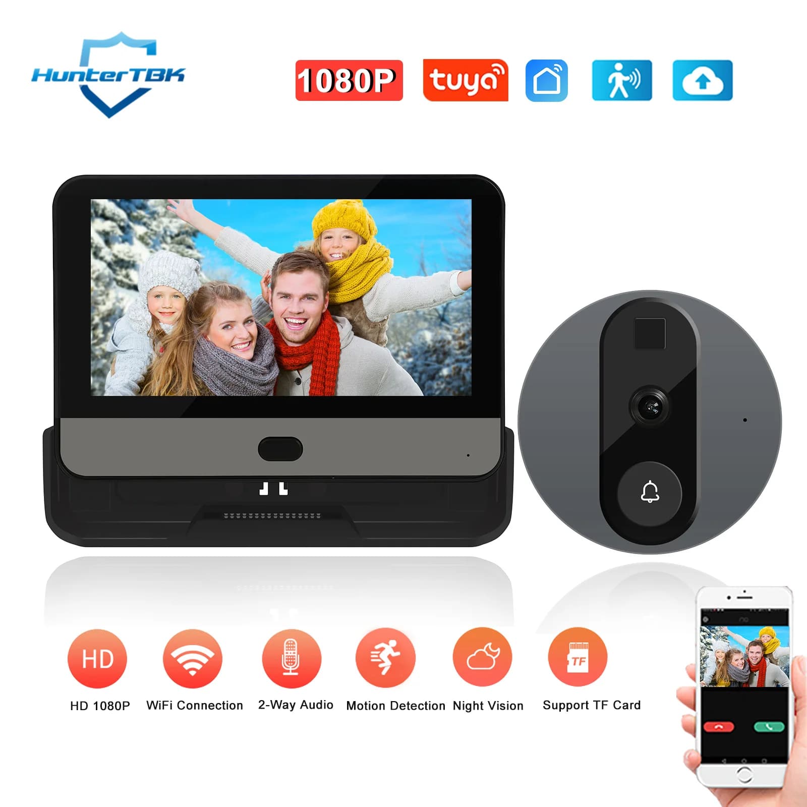 1080P WiFi Video Tuya Smart Doorbell Wireless Video Spioncino Camera PIR Night vision Audio Digital door intercom Viewe
