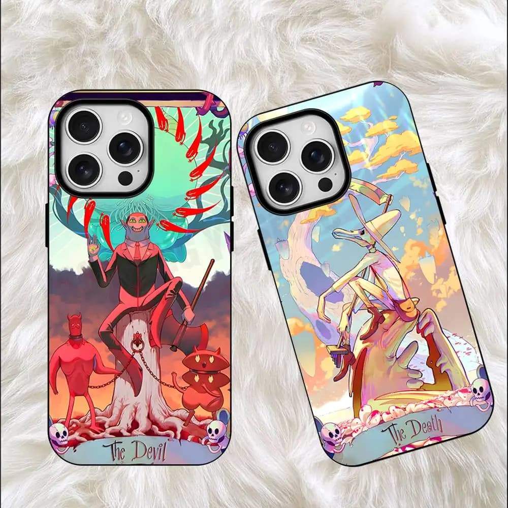 Cover Magnetica Antiurto Smerigliata con Immagini Artistiche dei Tarocchi per iPhone 17, 16, 15, 14, 13, 12, 11 Pro, Mini, Max, XS