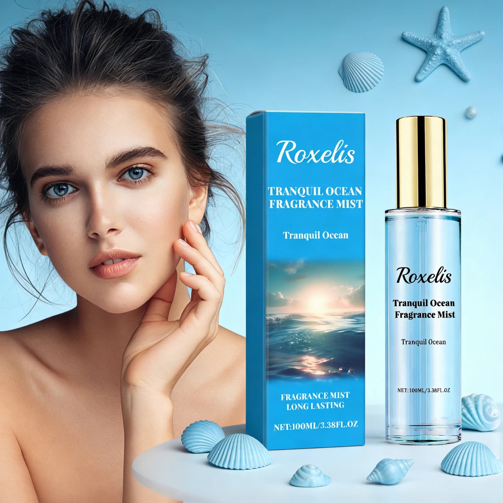 Roxelis 100ml Profumo Spray da Donna 'Bacio Segreto dell'Acqua', Design Esclusivo, Fragranza Naturale Fresca e Duratura di Alta Gamma