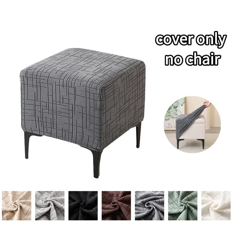 Nuovo Copripouf Quadrato Elastico Morbido per Soggiorno, Coprisedile per Pouf e Sgabello, Protezione Solida per Mobili Domestici
