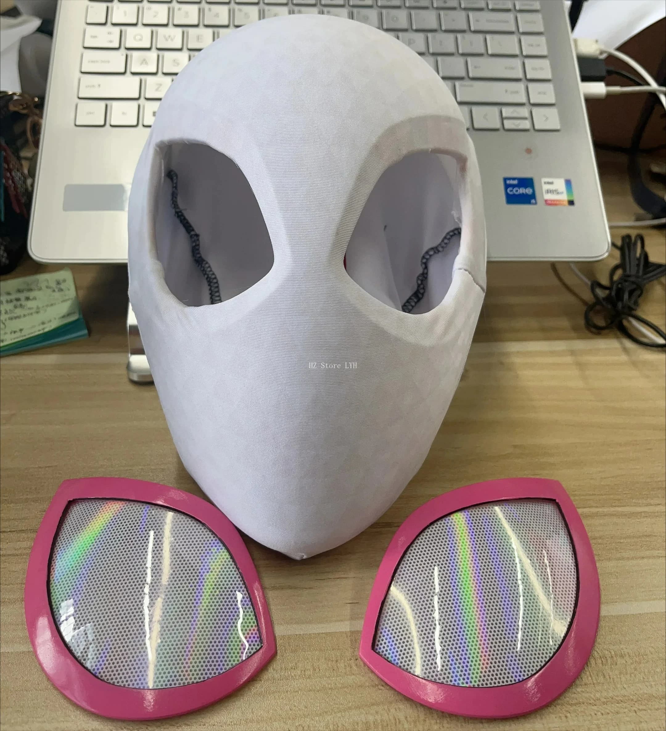 DIY Faceshell Mask Fabric Visual Magnetic Eyes Accessories for Gwen Spiderman Mask Animation Version Cosplay Mask Prop Replica