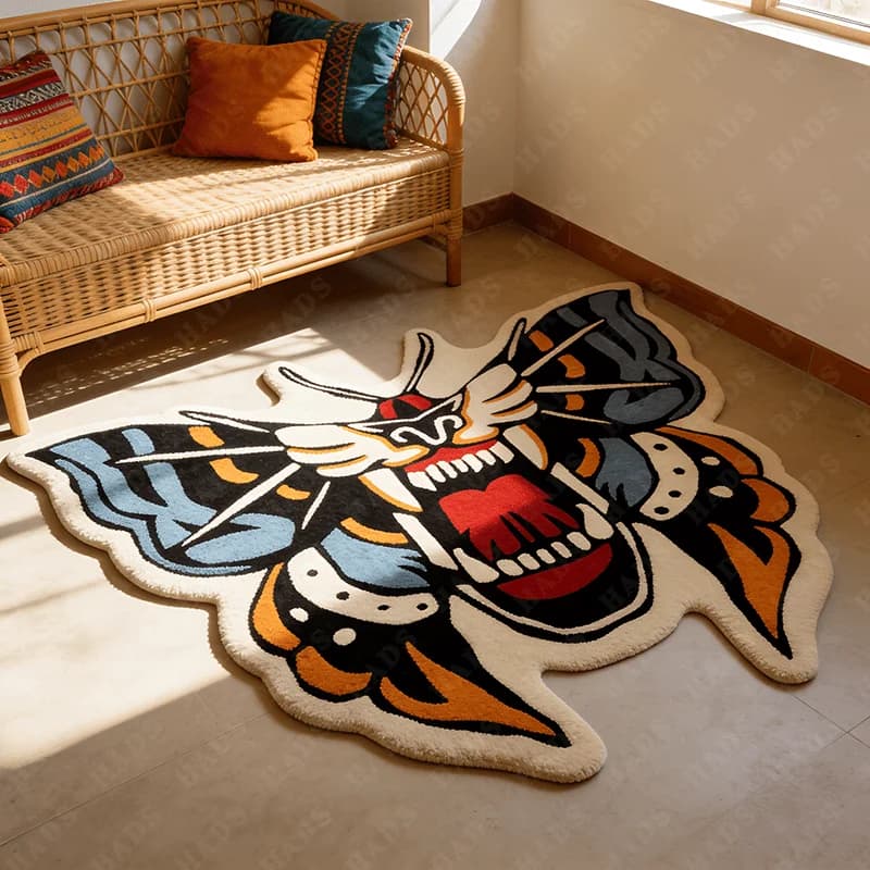 VIKAMA Butterfly Shaped Creative Carpet, Unique Home Decoration, Festive Gift, Carpet Resistant to Macchie for Living Room and Bedroom