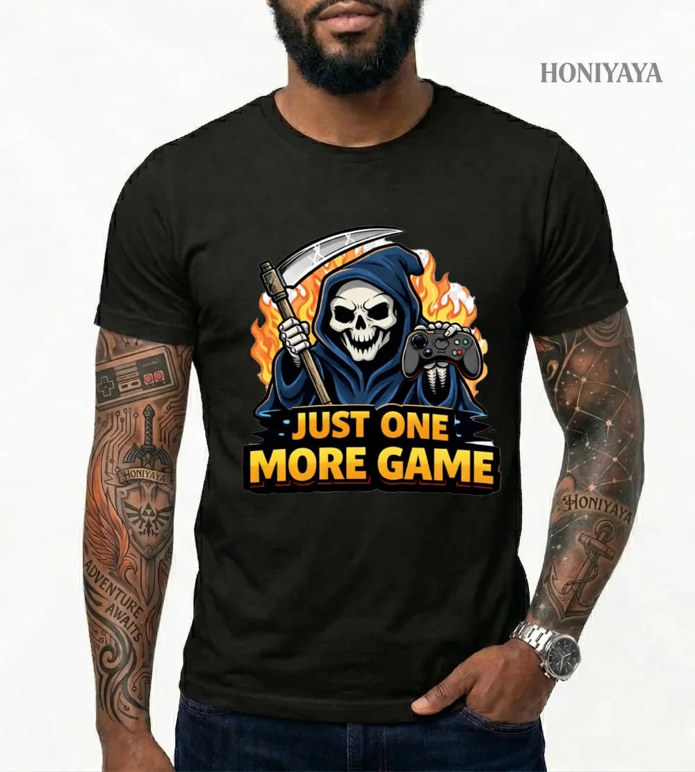 Maglietta da uomo Skull Gamer in cotone, casual, streetwear, stile hip hop, regalo divertente per i giocatori