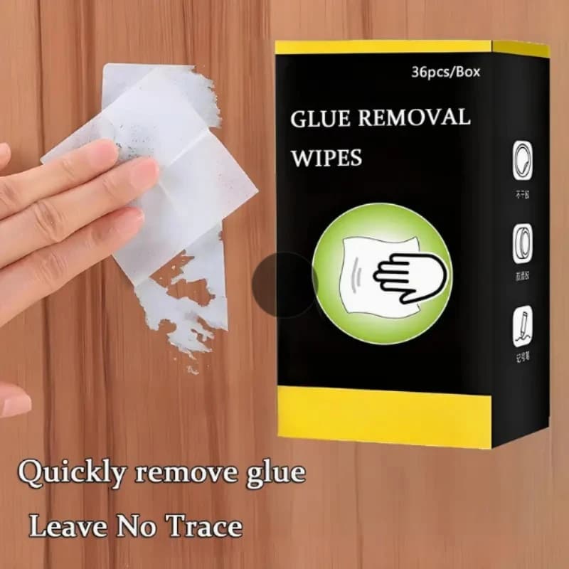 Adhesive remover wet wipes for floor, glass, ceramic, plastic, metal cleaner: glue double-sided tape, marker, label glue, sponge
