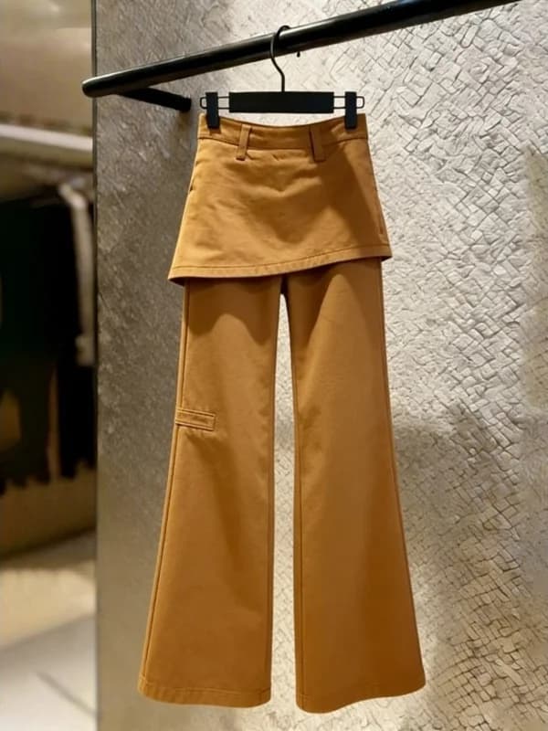 Jeans a Vita Alta e Gamba Larga da Donna, Stile Americano, Mini Pantaloncini Hot Pants, Finto Effetto Tenda, in Denim Blu - Collezione Primavera 2026