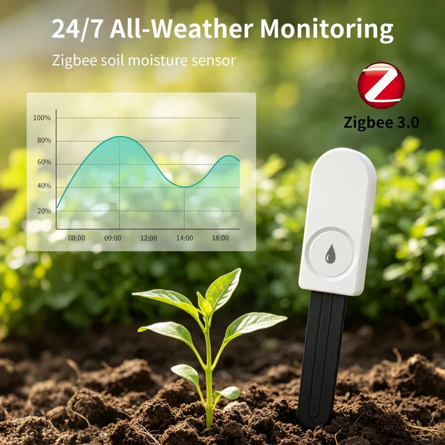 Smart ZigBee Soil Moisture Sensor Temperature Humidity Meter Detector Thermo-hygrometer Garden Soil Tester APP Real Time Monitor