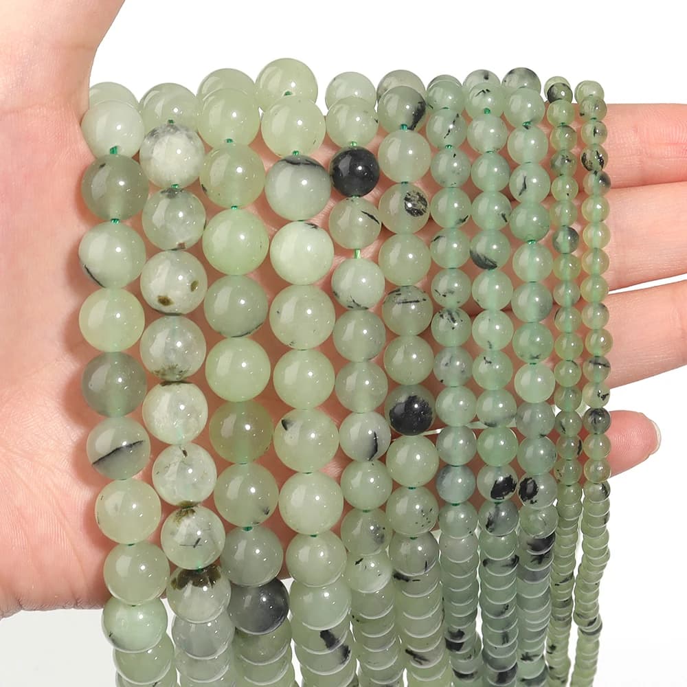 35-90pcs 4/6/8/10mm Prehnite Stone Beads Green Color Natural Stone Beads Loose Beads For Jewelry Making DIY Bracelet Necklace