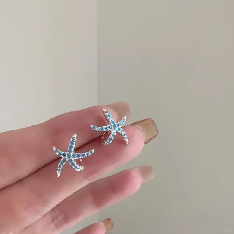 Nuovi Orecchini a Perno Estivi alla Moda Blu con Stella Marina, Piccoli e Delicati, per Donne e Ragazze, Gioielli da Spiaggia e Festa, Idea Regalo