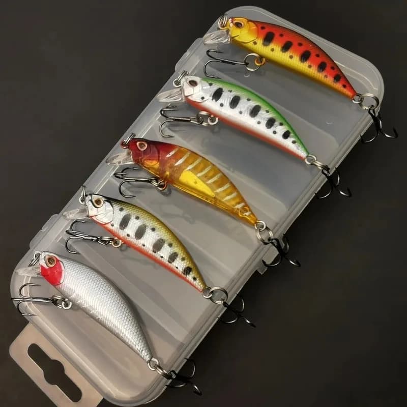 5 pieces kit fishing bait sinking chirping trout artificial bait crank bait fishing gear for bass