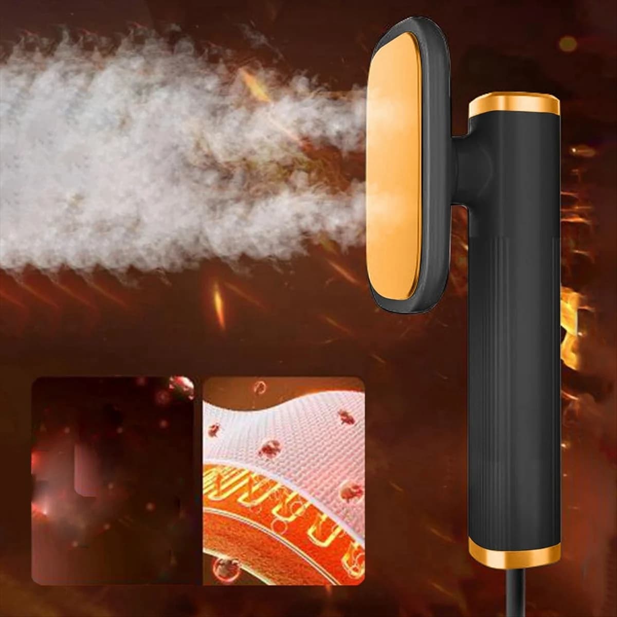 XFDZ Piroscafo da Viaggio Portatile per Vestiti Mini Ferro da Stiro a Vapore 180 ° Ferro da stiro a vapore portatile girevole per vestiti in tessuto nero