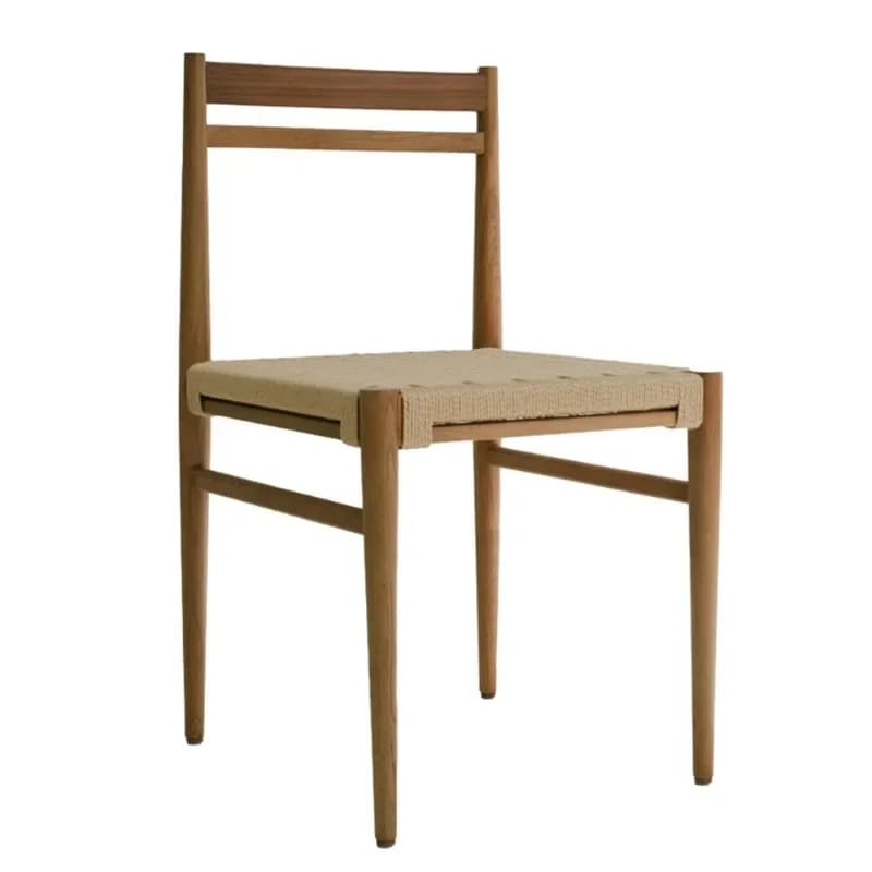 Sedia Sospesa Nordic Simple in Legno con Corda Intrecciata e Pelle, Stile Wabi Sabi, per Sala da Pranzo o Studio