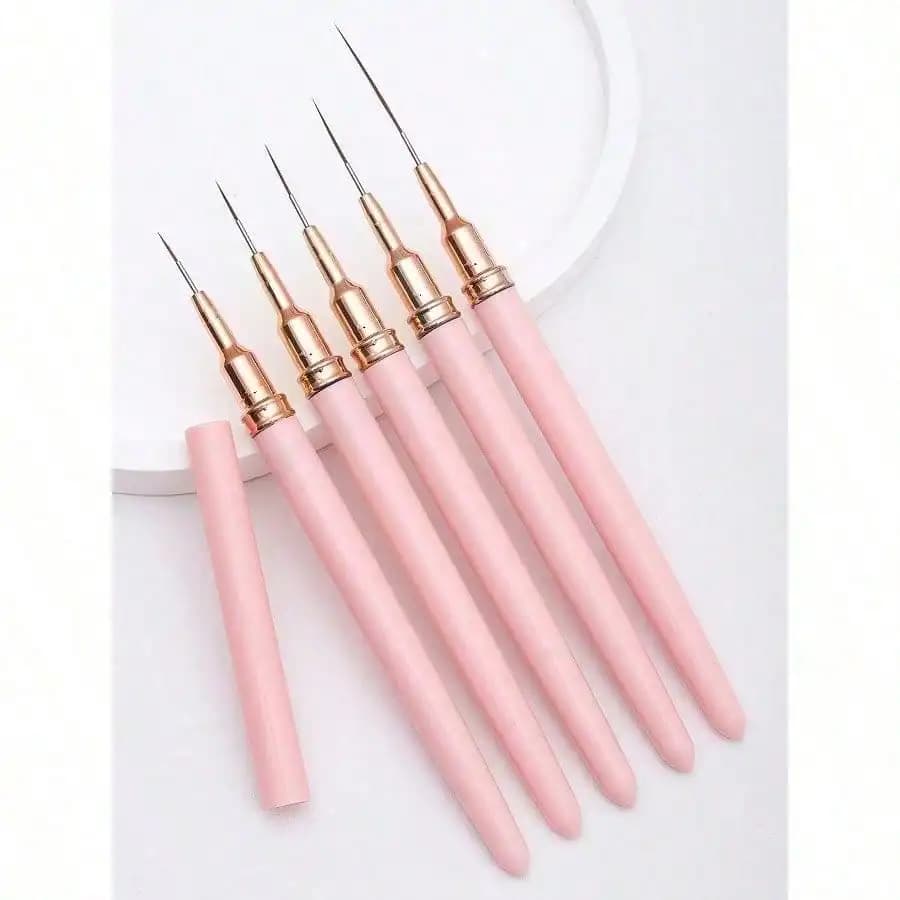 Set di 5 Pennelli per Nail Art, Pennelli per Disegno e Pittura Unghie, Penna per Strisce e Dettagli Sottili