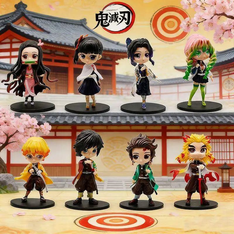 Figurine Anime da 14cm Nezuko Tanjirou Zenitsu Inosuke Kyoujurou Giyuu, Modelli Qposket in PVC Kawaii, Giocattoli Regalo per Bambini