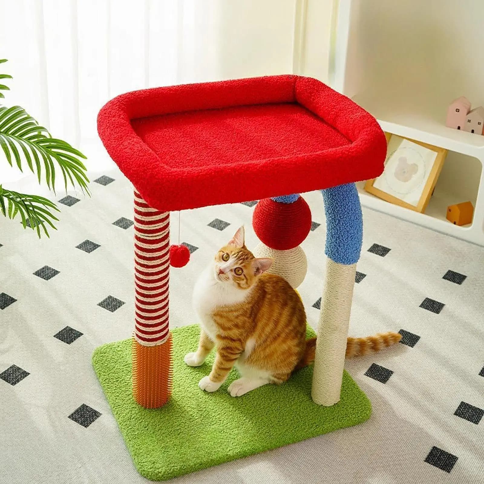 Tiragraffi per albero da arrampicata per gatti colorati per gatti Forniture per gatti Giocattolo interattivo per gatti Tiragraffi per gatti Playhouse per gatti