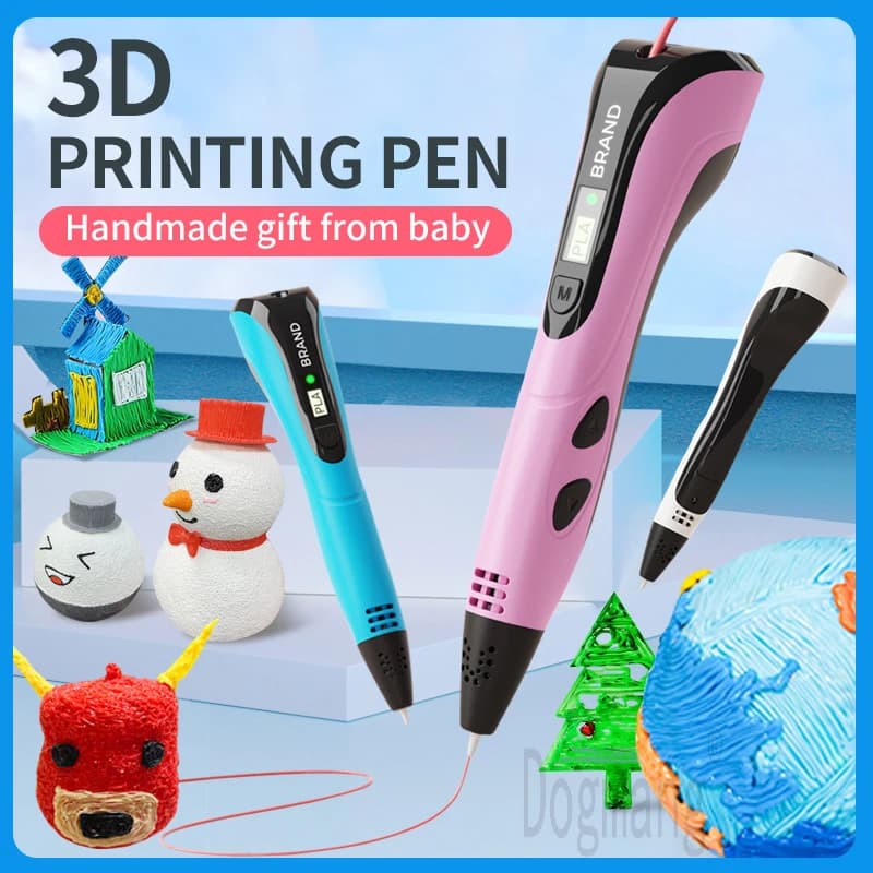 New 3D Printing Pen for Kids with Power Adapter 50M/100M/200M Travel Case With Filament PLA Birthday Gift for Children