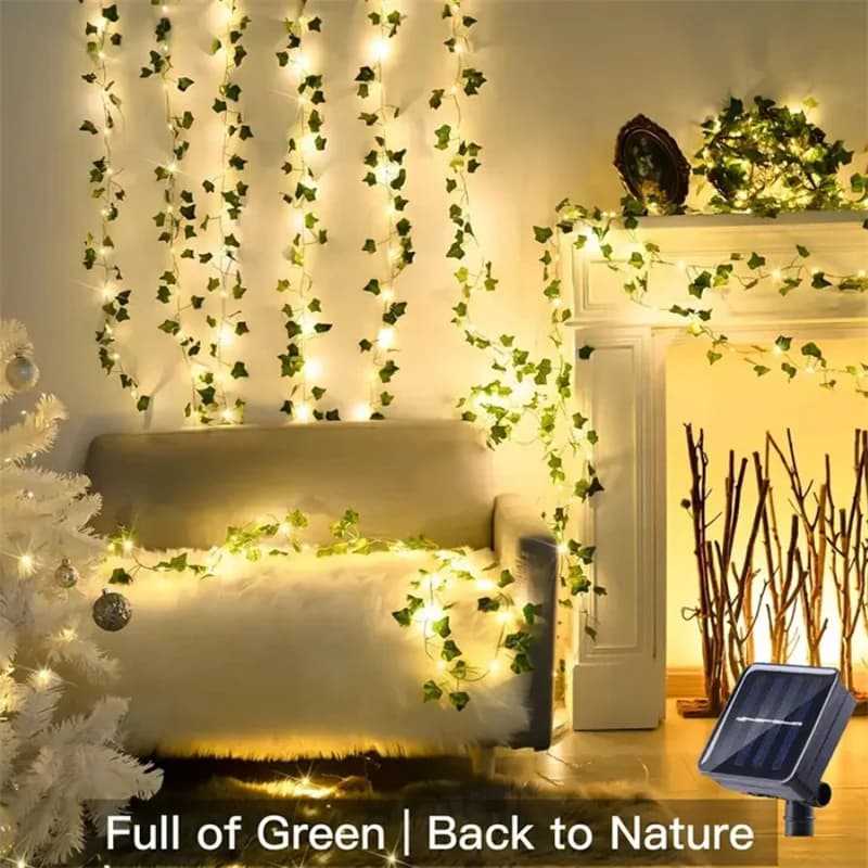 Luci a Stringa Solari a Forma di Foglie e Fiori, 8 Modalità, Ghirlanda LED per Matrimoni, Decorazione per Giardino, Patio, Recinzione, Feste