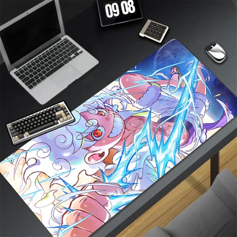 Game mouse pad with sewn edge Anti-slip base Extended desk cap in one piece mouse pad with keyboard Rufy for office computer