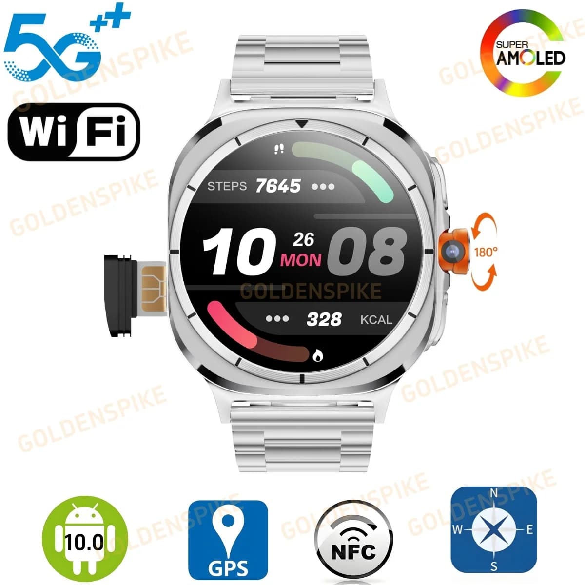 Smart Watch for Samsung Watch Ultra with NFC Rotary Camera Slot for SIM Card 4G/5G LTE GPS WIFI Network Video Called Health Monitoring