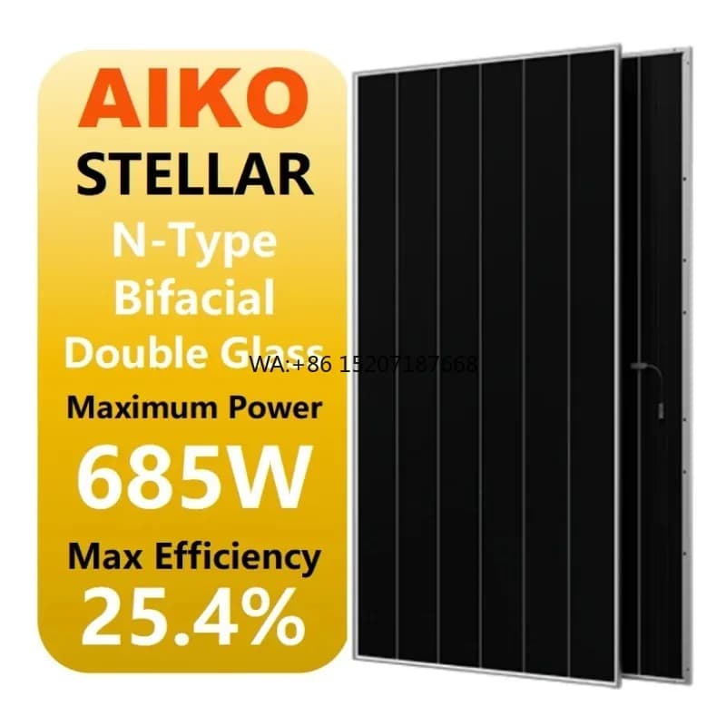 Double Glass Monocrystalline Solar Panel de 650Watt 650W for Home Aiko Stellar 3.0 High Efficiency Industrial N-Type Bifaciales