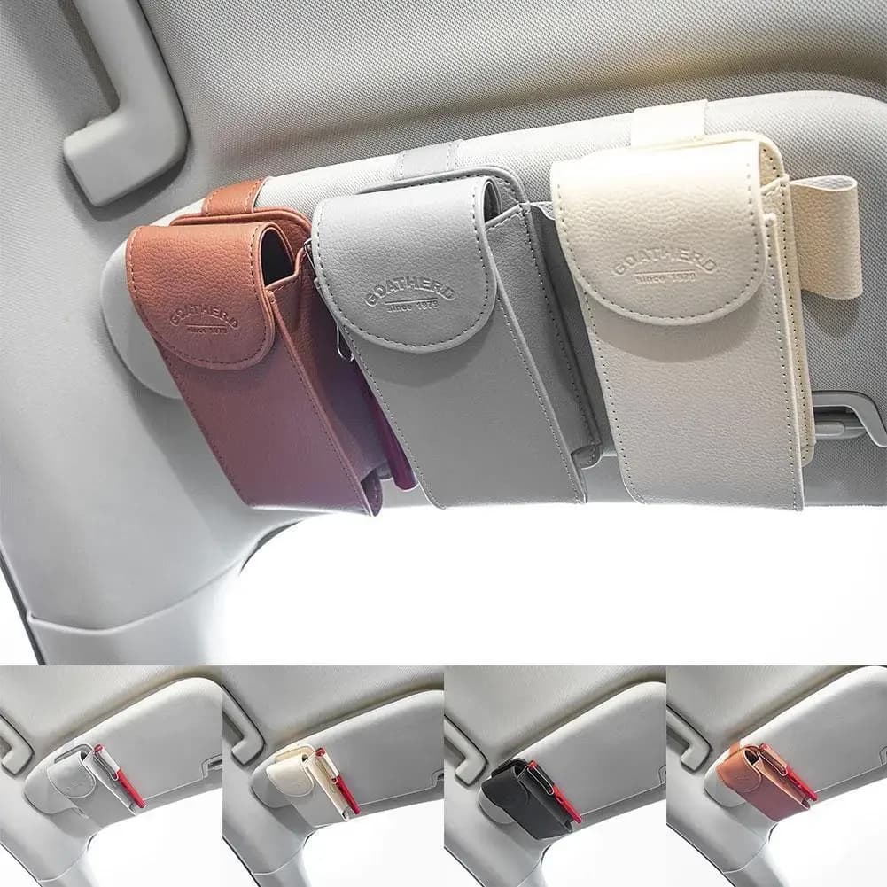 Porta occhiali da sole per auto Visiera parasole per auto Custodia per occhiali Organizer Scatola portaoggetti per occhiali in pelle PU Accessori interni auto