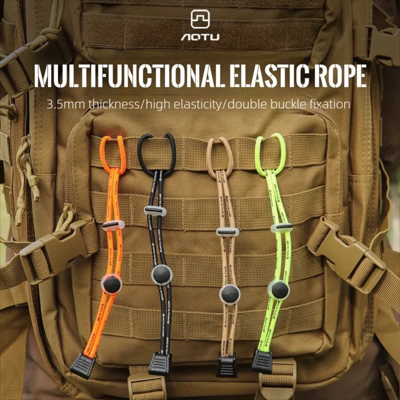 AOTU 5PCS Outdoor Hiking Bag Fixed Buckle Elastic Cord Adjustable Strap Backpack Extension Trekking Pole Hanging Strap